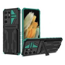 Lunivop Samsung Galaxy A51 - Armor Card Slot Hoesje met Kickstand - Wallet Cover Case Groen