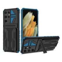 Lunivop Samsung Galaxy S21 - Armor Card Slot Hoesje met Kickstand - Wallet Cover Case Blauw