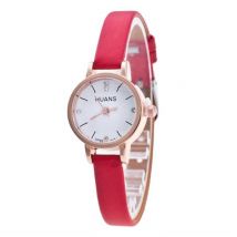 Huans Vintage Horloge met Kleine Wijzerplaat voor Dames - Leren Band Kwarts Polshorloge Rood