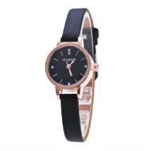 Huans Vintage Horloge met Kleine Wijzerplaat voor Dames - Leren Band Kwarts Polshorloge Zwart
