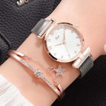 LVPAI Luxe Horloge met Armband voor Dames - Kwarts Polshorloge Magnetisch Bandje Zilver