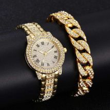 LVPAI Diamond Horloge met Armband voor Dames - Luxe Strass Kwarts Horloge Goud