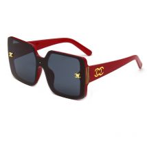 CMAOS Vintage Zonnebril met Gouden Embleem voor Heren - Retro Bril Gradient Eyewear UV400 Driving Shades Rood