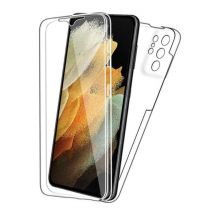 SGP Hybrid Samsung Galaxy S22 Ultra 5G Full Body 360° Hoesje - Volledige Bescherming Transparant TPU Silicone Case + PET Screenprotector