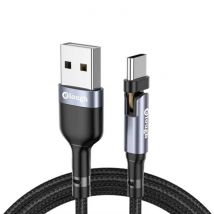 Elough USB-C Oplaadkabel 180° - 2 Meter - Gevlochten Nylon Oplader Data Kabel Grijs