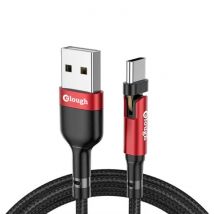 Elough USB-C Oplaadkabel 180° - 2 Meter - Gevlochten Nylon Oplader Data Kabel Rood