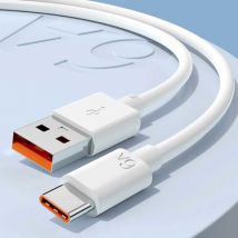 HICUTE USB-C Oplaadkabel 2 Meter - 6A/66W Snelladen Oplader Data Kabel Wit