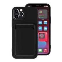 XDAG iPhone 12 Kaarthouder Hoesje - Wallet Card Slot Cover Zwart