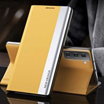NEW DESIGN Samsung S10 Magnetische Flip Case - Luxe Hoesje Cover Geel
