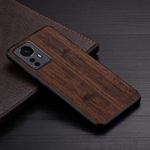 AIORIA Xiaomi 12X Leren Hoesje - Shockproof Case Cover Hout Patroon Bruin