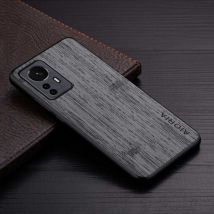 AIORIA Xiaomi 12 Pro Leren Hoesje - Shockproof Case Cover Hout Patroon Grijs