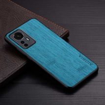 AIORIA Xiaomi 12 Leren Hoesje - Shockproof Case Cover Hout Patroon Blauw