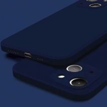 ASTUBIA iPhone 13 Mini Square Silicone Hoesje - Zachte Matte Case Liquid Cover Donkerblauw