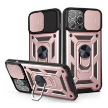Huikai iPhone 14 - Armor Hoesje met Kickstand en Camera Bescherming - Pop Grip Cover Case Roze