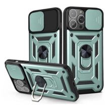 Huikai iPhone 14 Pro - Armor Hoesje met Kickstand en Camera Bescherming - Pop Grip Cover Case Groen