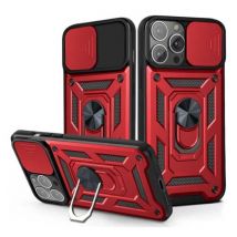 Huikai iPhone 14 Pro Max - Armor Hoesje met Kickstand en Camera Bescherming - Pop Grip Cover Case Rood