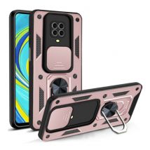 CYYWN Xiaomi Redmi Note 8 - Armor Hoesje met Kickstand en Camera Slide - Magnetische Pop Grip Cover Case Roze