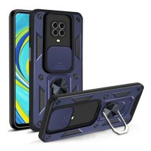 CYYWN Xiaomi Redmi Note 9 - Armor Hoesje met Kickstand en Camera Slide - Magnetische Pop Grip Cover Case Blauw