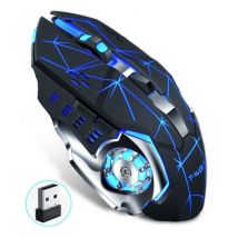 T-WOLF Q-13 Draadloze Gaming Muis - 2.4GHz RGB Optisch Ergonomisch met DPI Aanpassing tot 2400 DPI - Zwart