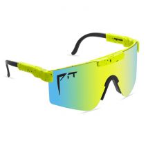 PIT VIPER Gepolariseerde Zonnebril - Fiets Ski Sport Bril Shades UV400 Geel Blauw
