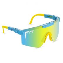 PIT VIPER Gepolariseerde Zonnebril - Fiets Ski Sport Bril Shades UV400 Blauw Geel