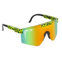PIT VIPER Gepolariseerde Zonnebril - Fiets Ski Sport Bril Shades UV400 Luipaard Oranje Groen
