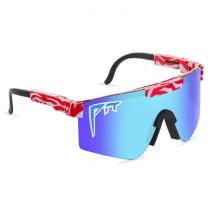 PIT VIPER Gepolariseerde Zonnebril - Fiets Ski Sport Bril Shades UV400 Zwart Wit Blauw