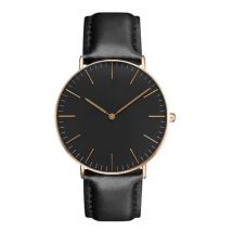 Coobos Minimalistisch Horloge voor Dames - Modieus Kwarts Uurwerk Leer Bandje Zwart