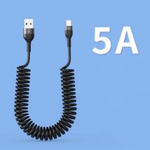 EOENKK USB-C Spiraal Oplaadkabel - 80 cm - Type C Oplader Data Kabel Zwart