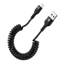 8D Spiraal Oplaadkabel voor iPhone Lightning - 1 meter - 2.4A Oplader Data Kabel Zwart