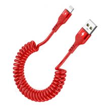 8D Spiraal Oplaadkabel voor iPhone Lightning - 1 meter - 2.4A Oplader Data Kabel Rood
