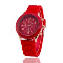 Geneva Jelly Horloge voor Dames - Kwarts Uurwerk Silicoon Bandje Rood