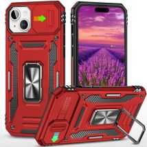 Discover Innovation iPhone 15 Pro Max - Armor Hoesje met Kickstand en Camera Slide - Magneet Grip Cover Case Rood