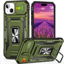 Discover Innovation iPhone 15 Pro - Armor Hoesje met Kickstand en Camera Slide - Magneet Grip Cover Case Groen
