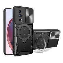 Peaktop Xiaomi Poco F5 Pro (5G) Hoesje met Ring Kickstand en Magneet - Schokbestendig Cover Case Zwart