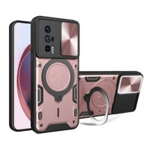 Peaktop Xiaomi Poco F5 Pro (5G) Hoesje met Ring Kickstand en Magneet - Schokbestendig Cover Case Roze