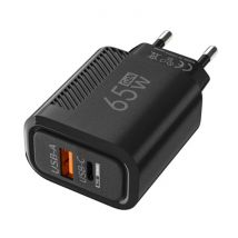 Maerknon 2-Poort GaN Snellader 65W - PD / Quick Charge 3.0 / USB Oplader Lader Stekkerlader Adapter Zwart