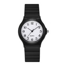 UTHAI Siliconen Horloge - Kwarts Polshorloge Voor Dames Studenten - Zwart-Wit