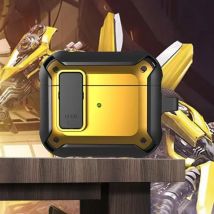 Lopnord Shockproof Hoesje voor AirPods 3 - Met Slot en Karabijnhaak - AirPod Case Cover Skin - Geel