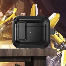 Lopnord Shockproof Hoesje voor AirPods Pro - Met Slot en Karabijnhaak - AirPod Case Cover Skin - Zwart