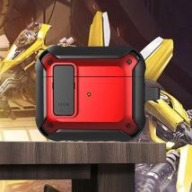 Lopnord Shockproof Hoesje voor AirPods Pro - Met Slot en Karabijnhaak - AirPod Case Cover Skin - Rood