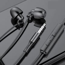 Baseus H17 Oordopjes met Microfoon en Controls - 3.5mm AUX Oortjes Volumebeheer Bedrade Oortelefoon - Zwart