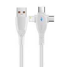 Elough 3 in 1 USB Oplaadkabel - iPhone Lightning / USB-C / Micro-USB - 1.5 Meter Oplader Data Kabel - Wit