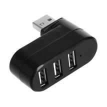 GRWIBEOU 3 in 1 USB 2.0 Hub - Roterende Splitter Data Overdracht Oplader - Zwart
