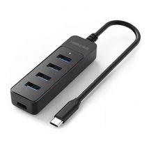 OLAF 4 in 1 USB 3.0 Hub voor USB-C - Splitter Data Overdracht Oplader - Zwart