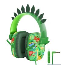 Qearfun Dino Koptelefoon Kids - Dinosaurus Headset Headphones voor Kinderen Jongens - Groen