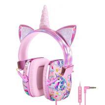 Qearfun Eenhoorn Koptelefoon Kids - Unicorn Headset Headphones voor Kinderen Meisjes - Roze