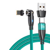 AUFU USB Type C naar iPhone Lightning Magnetische Oplaadkabel - 1,8 Meter - 100W USB-C Fast Charging Oplader Data Kabel - Groen