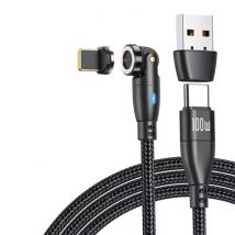 AUFU USB Type C naar iPhone Lightning Magnetische Oplaadkabel - 1,8 Meter - 100W USB-C Fast Charging Oplader Data Kabel - Zwart