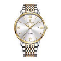 Poedagar Luxe Sport Kwarts Horloge - 3 Bar Waterdicht Lichtgevend Herenhorloge Roestvrij Staal - Goud Wit